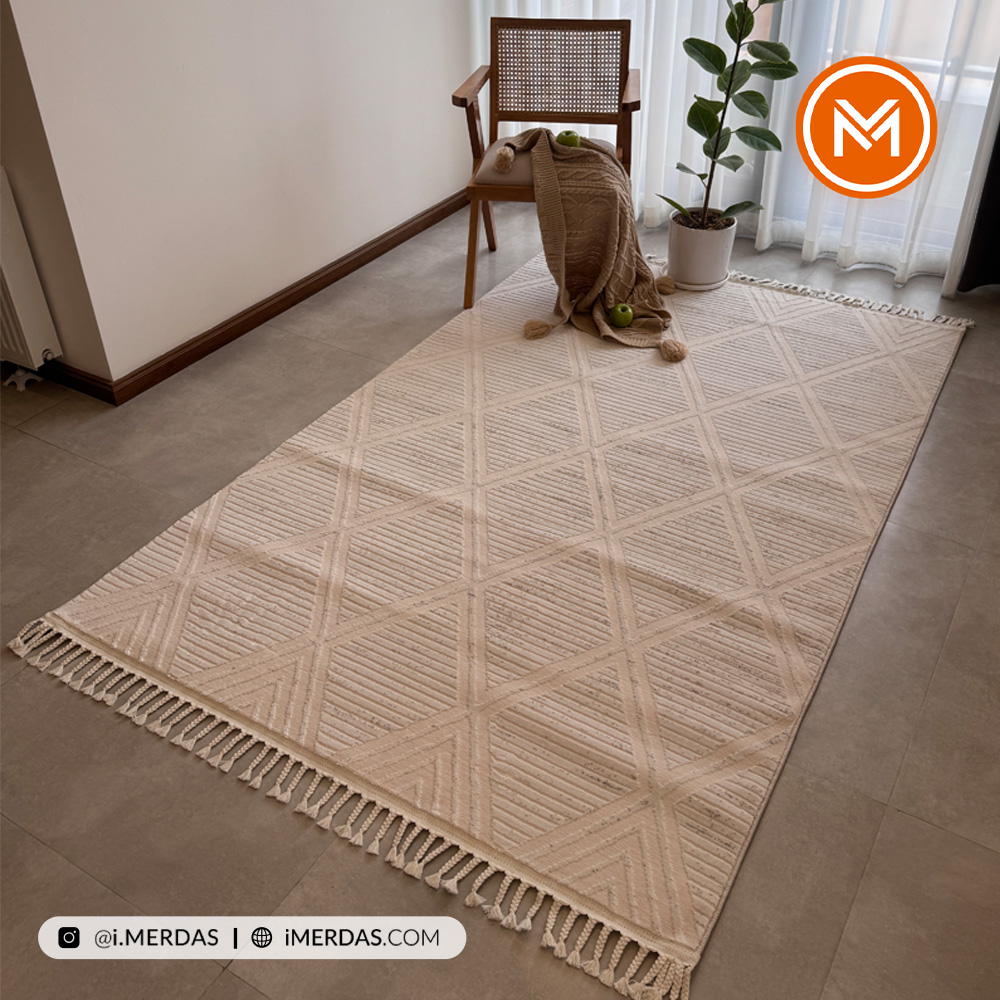 فرش ایکیا کد 42312 زمینه کرم بژ